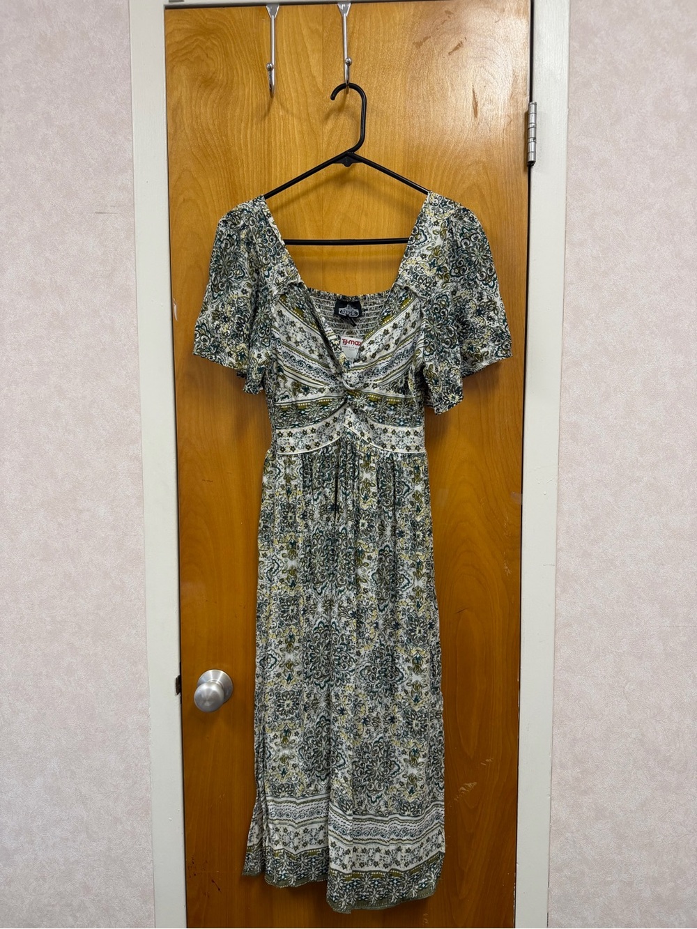 Angie Green and Cream Floral Maxi Dress